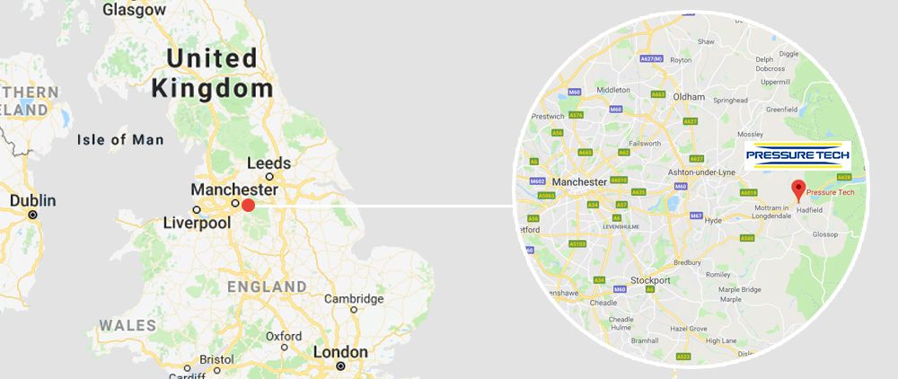 Pressure Tech is located in Glossop, near Manchester, UK